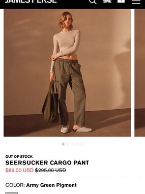 James Perse Women’s Seersucker Cargo Pant, NWT